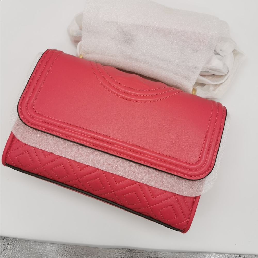 Tory Burch Fleming Convertible Shoulder Bag - bright azalea 43834 small